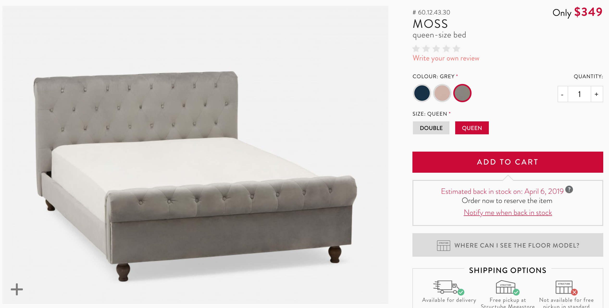 Moss bed from Structube, price $349